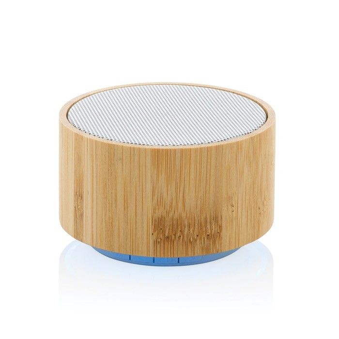 Enceinte sans fil ronde en bambou 