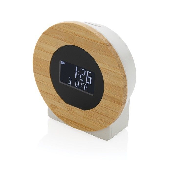 Horloge de bureau ronde en bambou