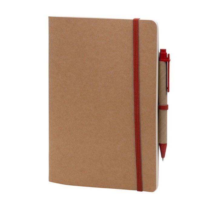 Carnet avec couverture en carton et stylo avec zone d'impression