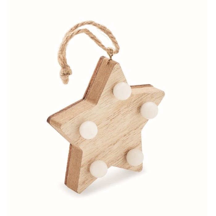 Pendentif étoile de Noël en bois personnalisé avec éclairage LED