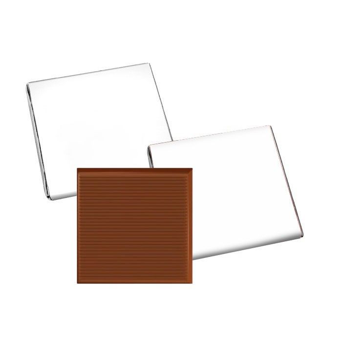 Carré de chocolat au lait 33 % avec un emballage argenté couleur chocolat au lait vue principale