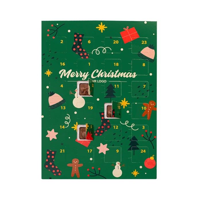 Calendrier de l'avent avec emballage biodégradable A4 couleur blanc