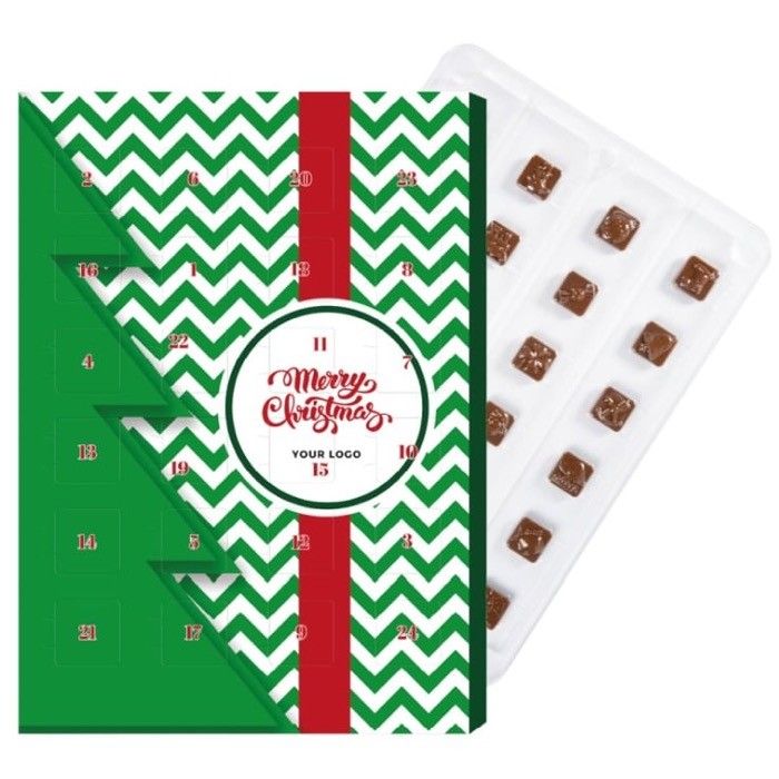 Calendrier de l'avent avec chocolats de Noël A4 couleur blanc