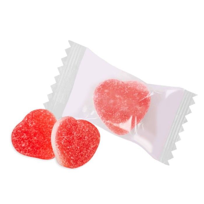 Bonbons gélifiés en forme de cœur aromatisés à la fraise