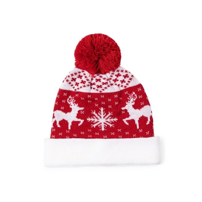 Bonnet en polyester avec motif de Noël original et pompon vue principale