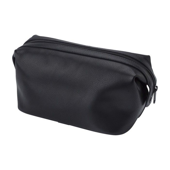 Vanity-case en cuir à fermeture éclair, 2 boutons latéraux