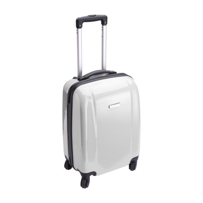 Valise trolley à roulettes, cadenas et plaque métallique