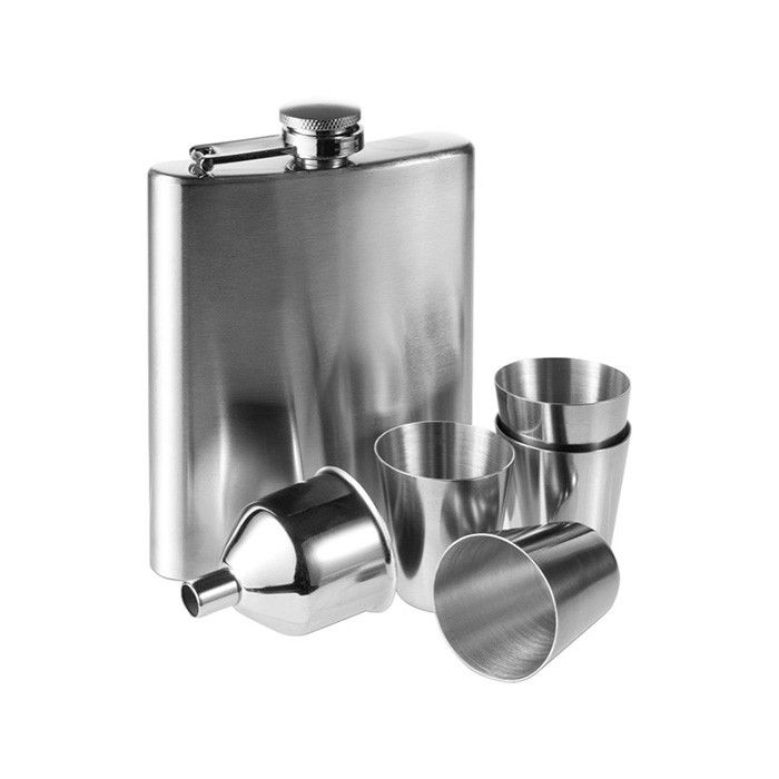 Flasque 220 ml en acier inoxydable, 4 verres et 1 entonnoir
