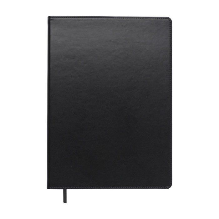 Carnet A4 à couverture en similicuir noire et pages lignées