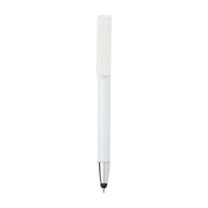 Stylo stylet métallisé avec support téléphone, mine bleue