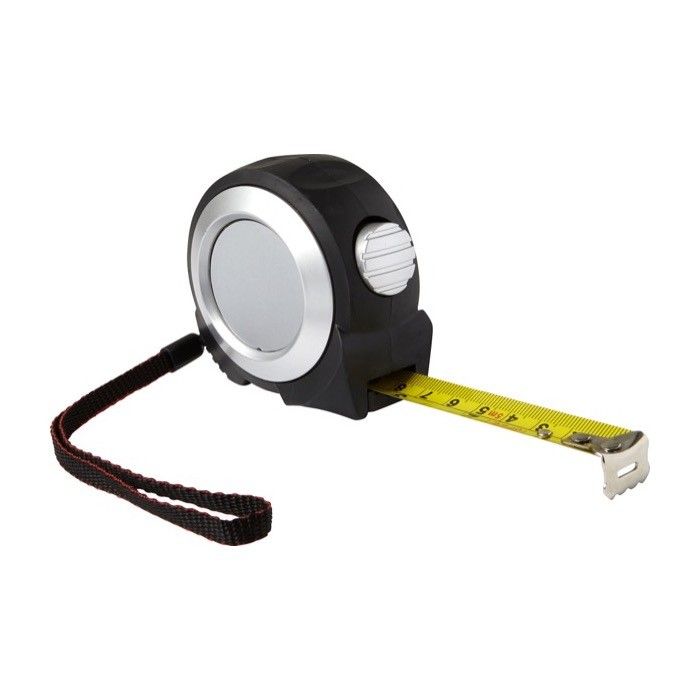 Mètre ruban en plastique avec clip ceinture et dragonne 5M