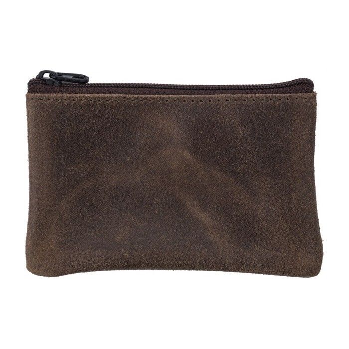 Porte-monnaie zippé en cuir recyclé avec boucle porte-clés