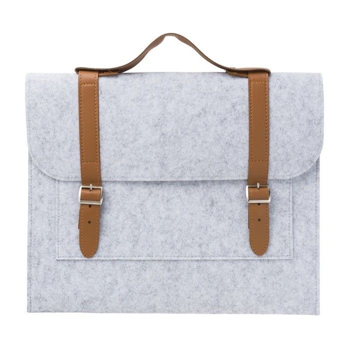 Porte-documents en feutre recyclé, détails en faux cuir