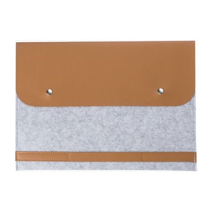 Housse pour PC en feutre recyclé avec détails en faux cuir