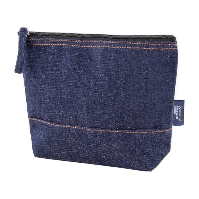 Trousse de toilette en coton recyclé, aspect denim 240 g/m²