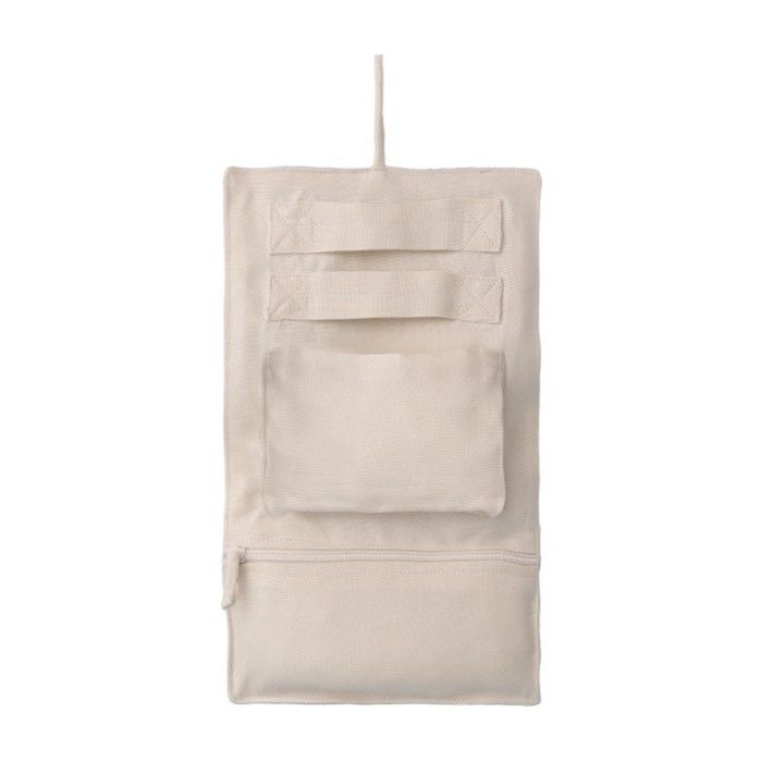 Bijoutier de voyage accrochable en coton à 2 compartiments