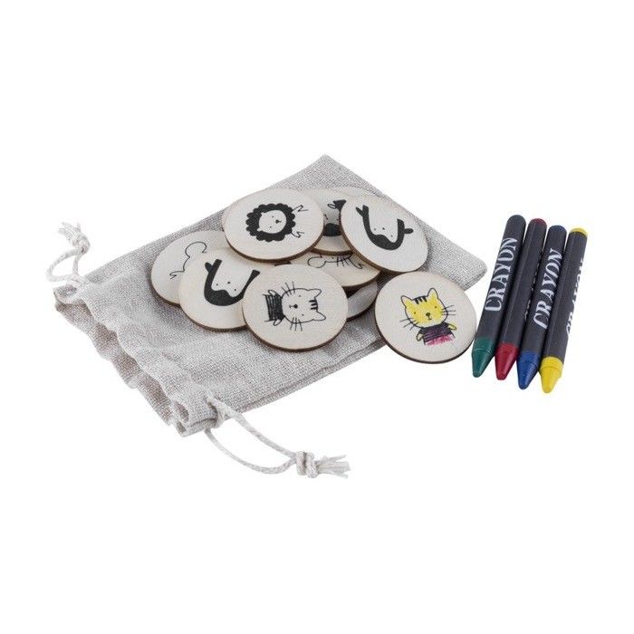 Jeu de mémoire avec pièces en bois à colorier