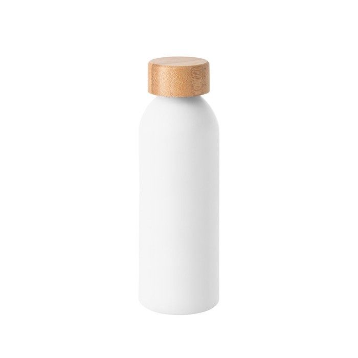 Bouteille en aluminium fini mat avec bouchon en bambou 550ml