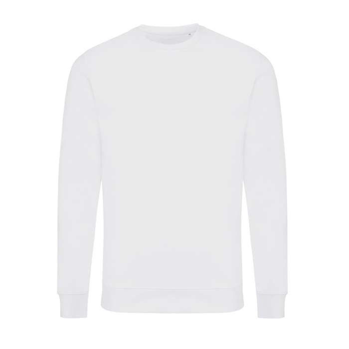 Sweat col rond en coton écologique 340 g/m2 Iqoniq Zion couleur bleu marine avec zone d'impression