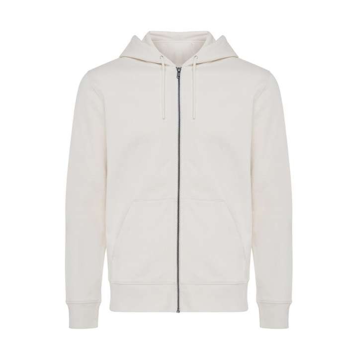 Sweat zippé en coton écologique 340 g/m2 Iqoniq Abisco couleur bleu marine avec zone d'impression