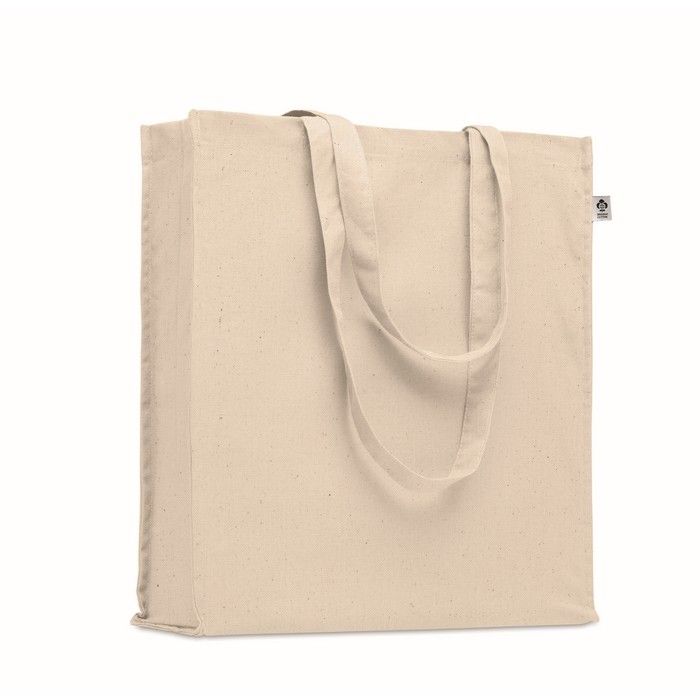 Sac en coton bio à soufflet et longues anses 220 g/m²