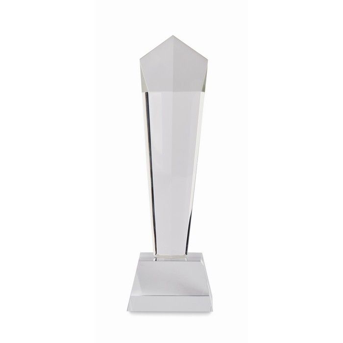 Trophée en verre de forme géométrique verticale sur base