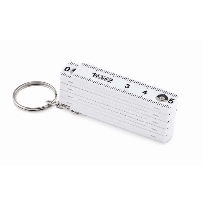 Porte-clés 2-en-1 avec mètre pliant de menuisier de 50 cm vue avec zone d'impression