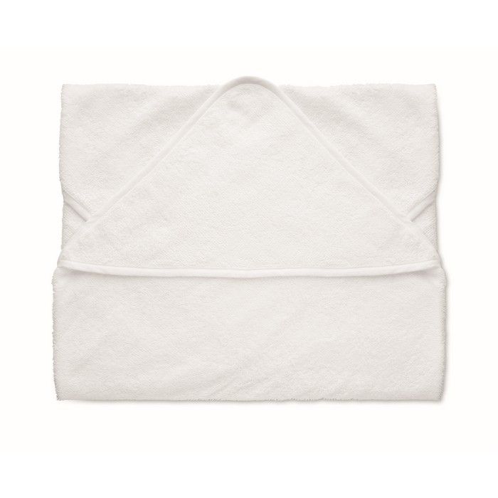 Serviette en coton blanc avec capuche pour bébé 300 g/m²