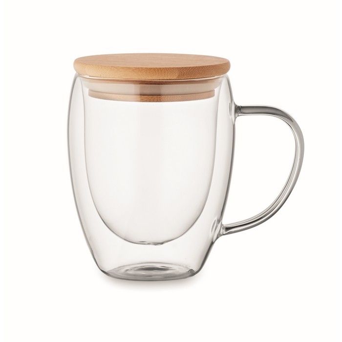 Mug en verre borosilicaté à double paroi avec bambou 300 ml