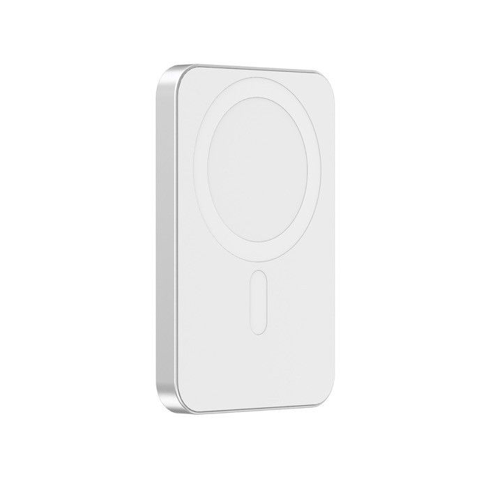 Powerbank 2-en-1 avec aimant et chargeur de montre 5 000 mAh couleur argenté avec zone d'impression