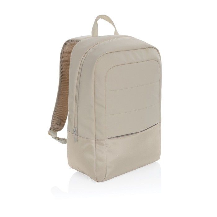 Sac à dos en RPET pour PC 15” avec rangements intérieurs couleur beige avec zone d'impression