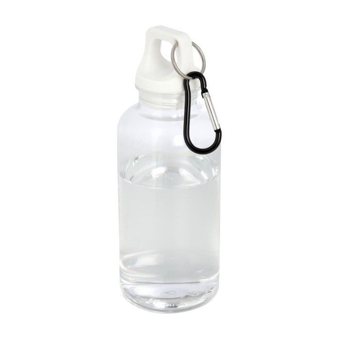 Bouteille en plastique recyclé transparent, mousqueton 400ml