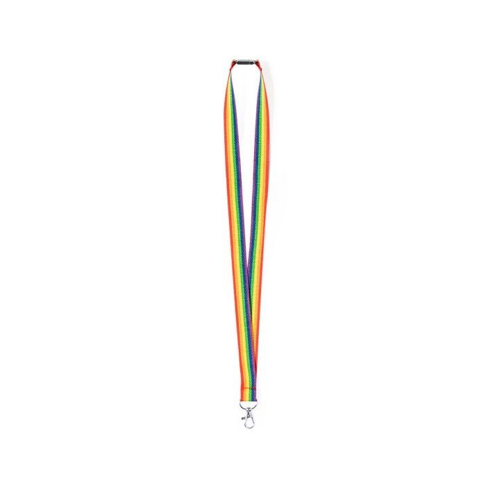 Lanyard en polyester multicolore avec mousqueton en métal