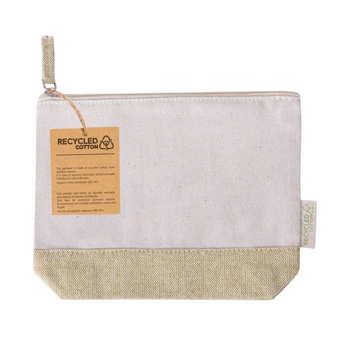 Trousse en coton recyclé avec base et tirette colorées