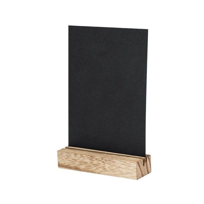 Porte-menu tableau noir double face avec base en bois