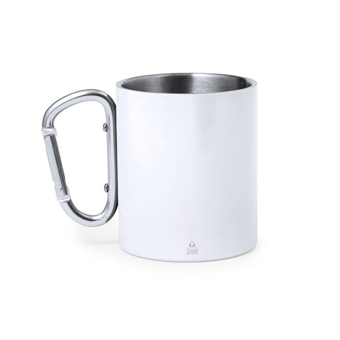 Mug en inox à double paroi avec anse mousqueton 300ml