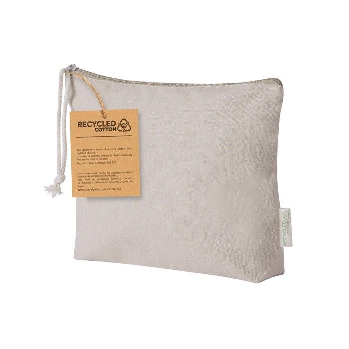 Trousse naturelle en 100% coton recyclé avec cordon assorti