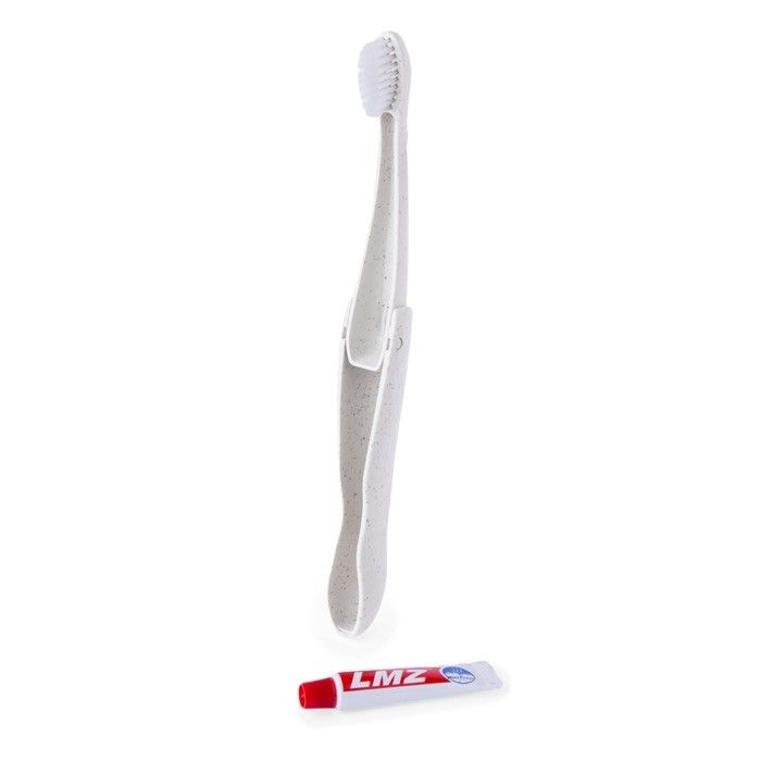 Brosse à dents pliable en fibre de blé avec dentifrice