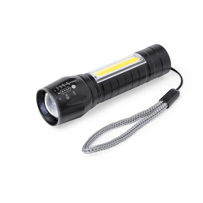Lampe torche rechargeable avec 1 LED et 10 COB dans manche