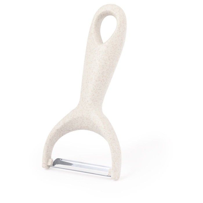 Éplucheur manuel à manche ergonomique et trou de suspension