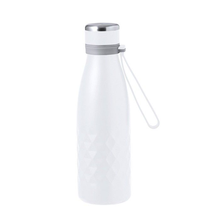 Bouteille en inox double paroi à dragonne en silicone 550ml