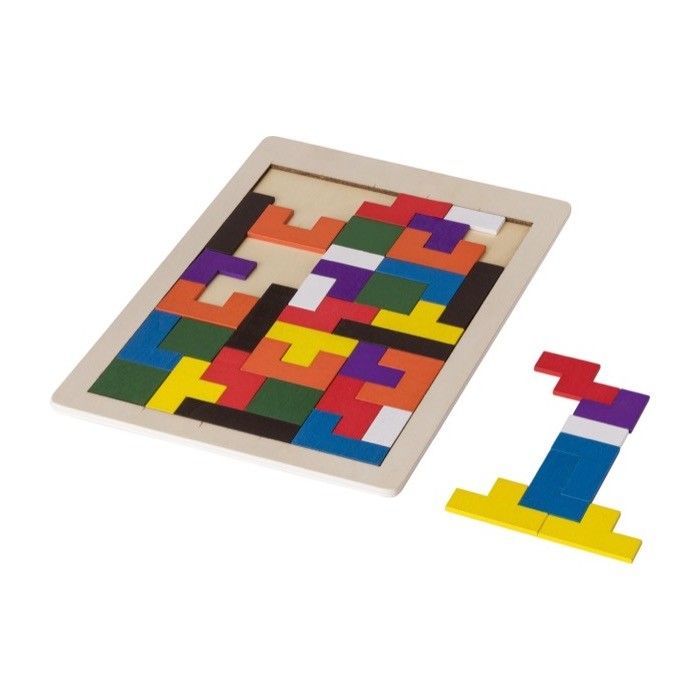 Jeu de puzzle avec 40 pièces en bois colorées