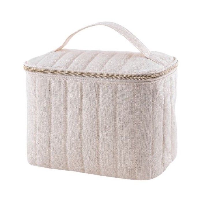 Trousse en coton recyclé et polyester avec fermeture éclair dorée