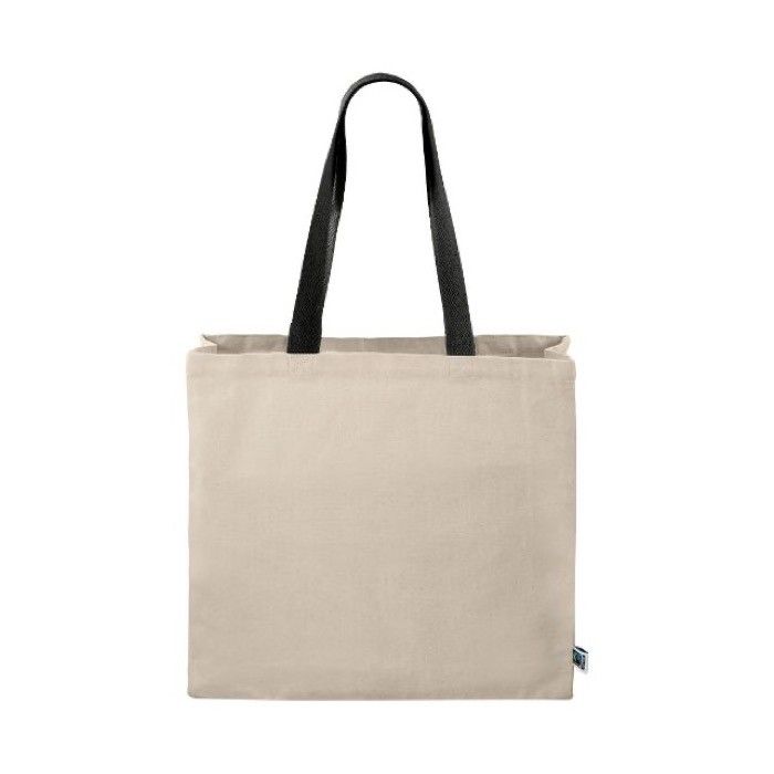 Sac en coton Fairtrade avec poignées longues noires 280 g/m2