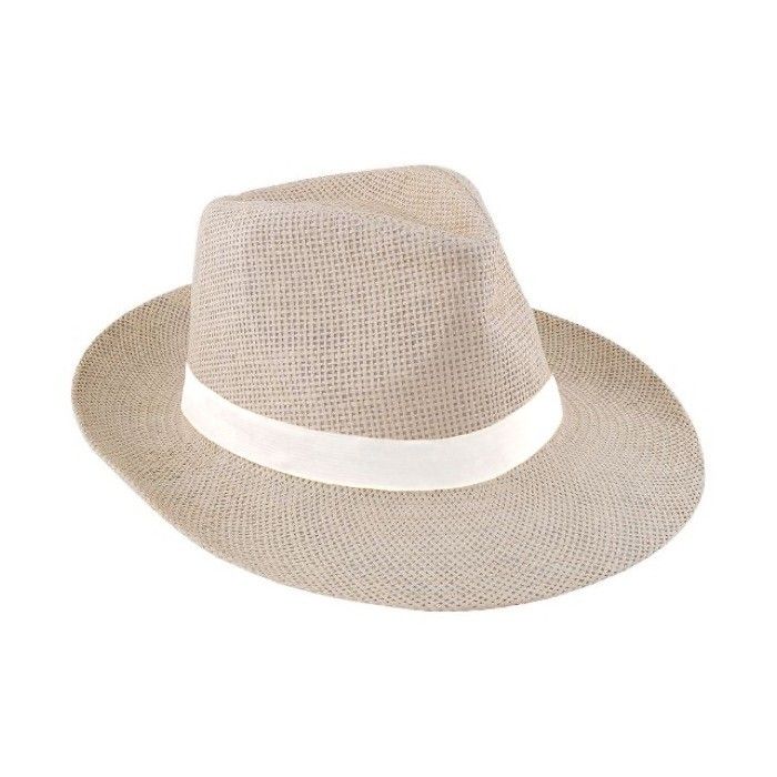 Chapeau en papier de couleur naturelle avec ruban personnalisable