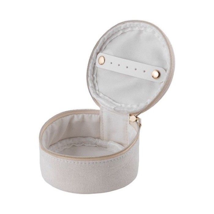 Boîte à bijoux ronde pour voyages en coton recyclé avec fermeture
