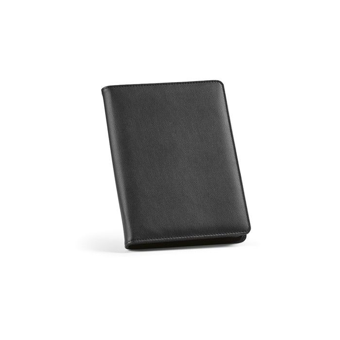 Porte-documents A5 zippé en cuir synthétique avec bloc-notes
