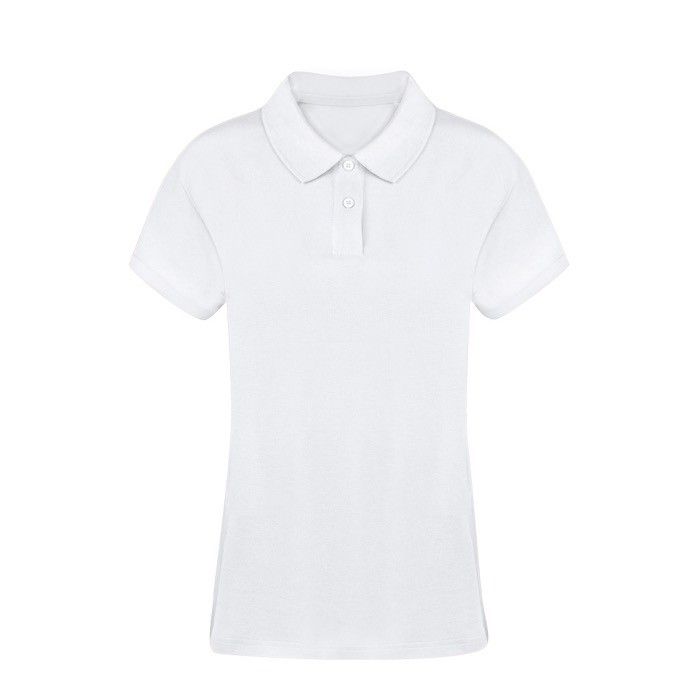 Polo femme blanc 100% coton avec 2 boutons assortis 220 g/m²