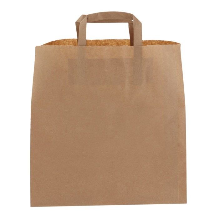 Grand sac en papier kraft avec anses en papier et certification FSC avec zone d'impression