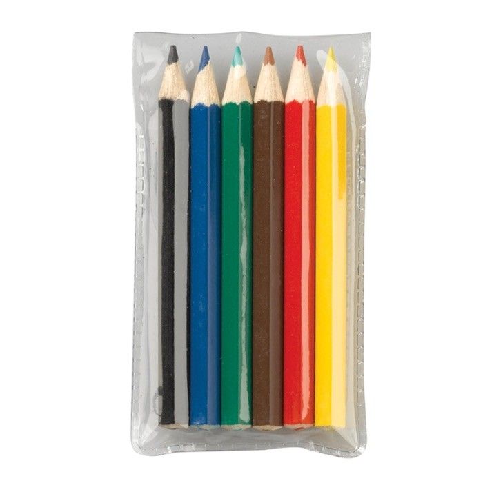 Crayons courts de couleur dans étui transparent personnalisable avec zone d'impression